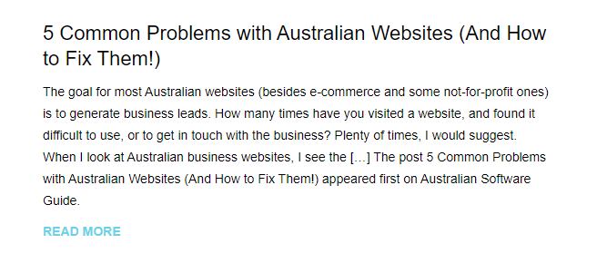 Email newsletter from Australian Software Guide