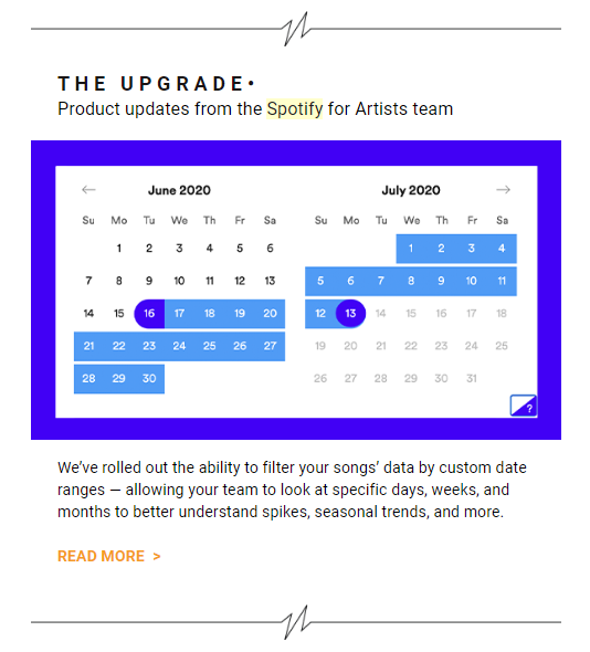 Email newsletter content: Spotify