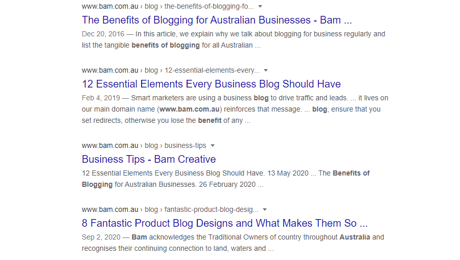 SEO benefits of blogging: Google results