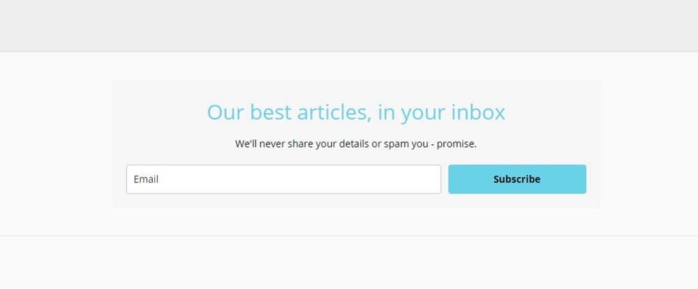 Microcopy: Newsletter sign up form example